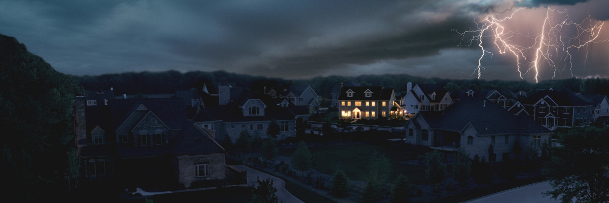 Home during a dark storm