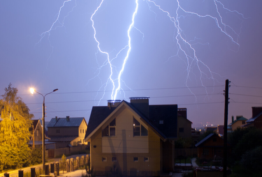 Thunderstorm lightning strike
